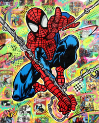 Street Art - Spiderman - Art 3D - Cadre Pop Art - Relief 30,5x37,5x11cm
